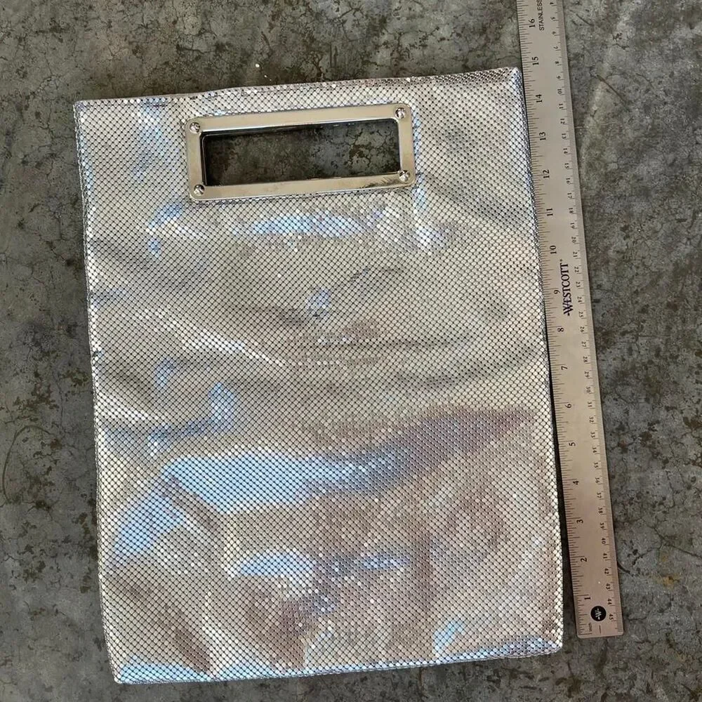 EXPRESS Silver Mesh Metal Party Clutch Bag Disco Metallic Glam Purse